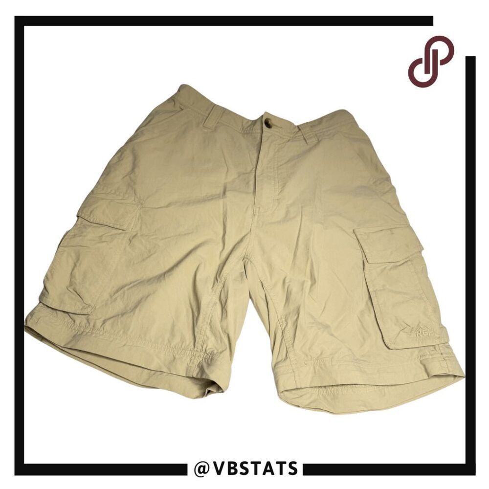 REI Co-op Mens Sahara‎ Nylon Relaxed Outdoor Hiking Cargo Shorts Beige Sz Medium
